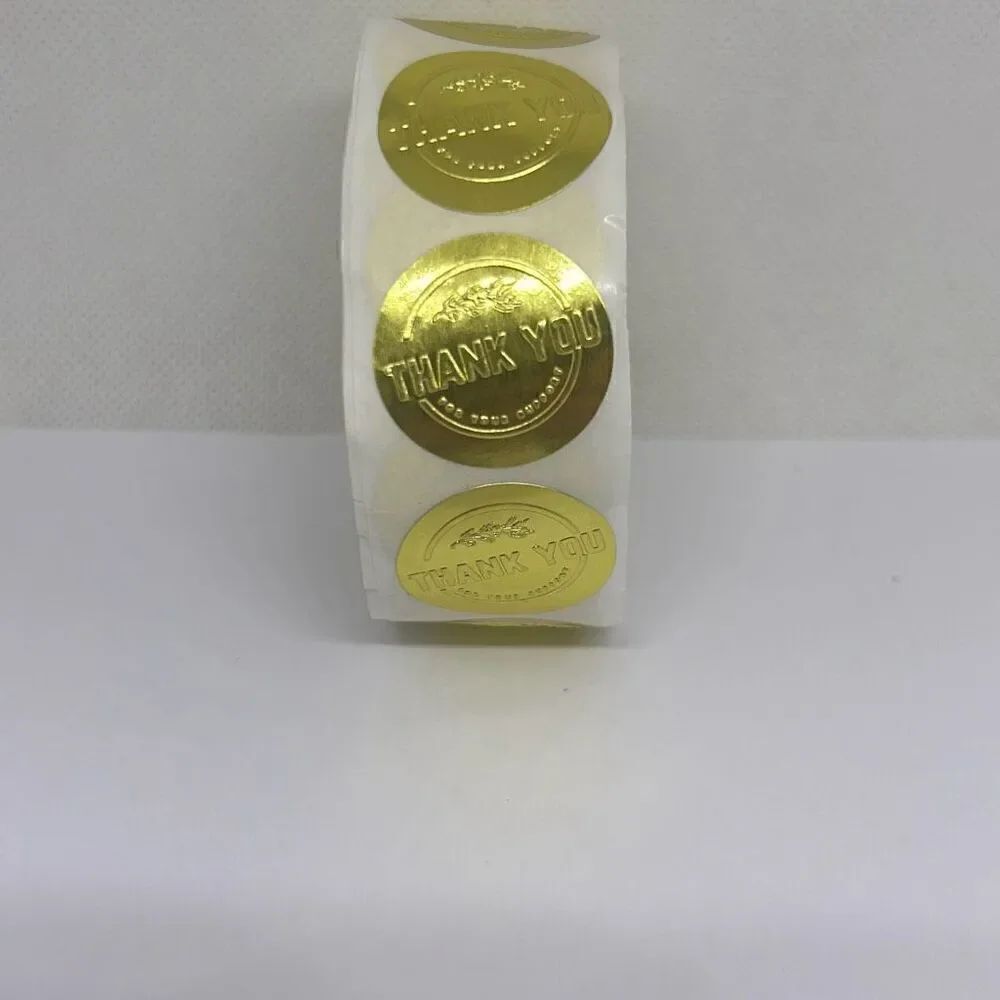 500 Pieces/roll 2.5CM Thank You For Ordering Sticker Gift Gold Label Stickers